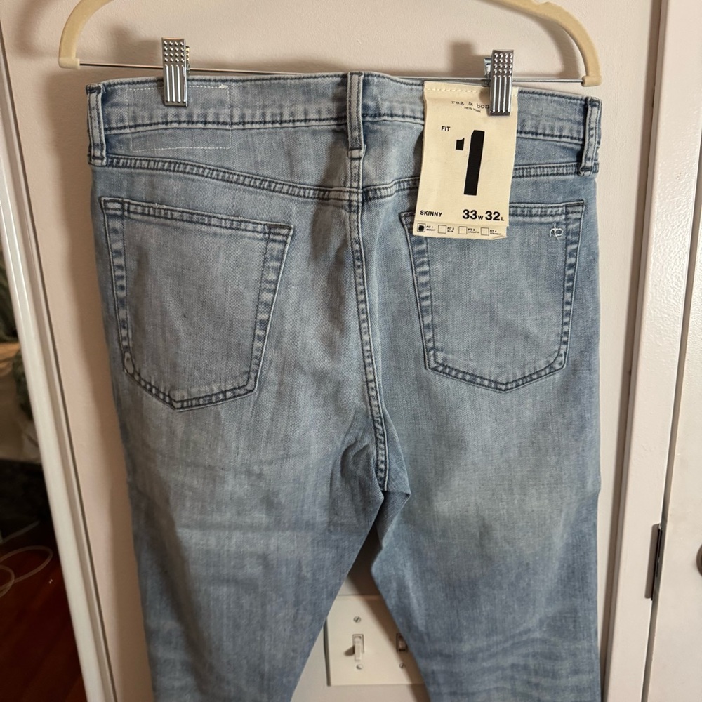 RAG & BONE light wash skinny jeans 33w x 32l - Picture 6 of 6